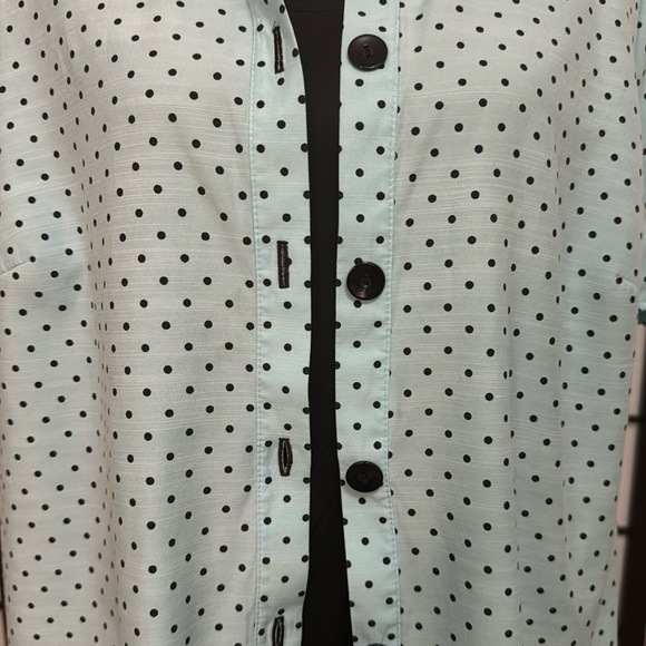 Dressbarn Polka Dot Twofer Tank Blouse Cute Sleeve Details Like New Size 18/20 - Picture 10 of 11